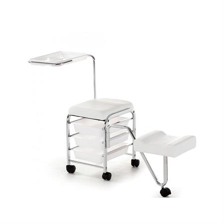 CARRELLO PEDICURE E MANICURE ESTETISTA TOP CON SEDUTA, POGGIAPIEDI E