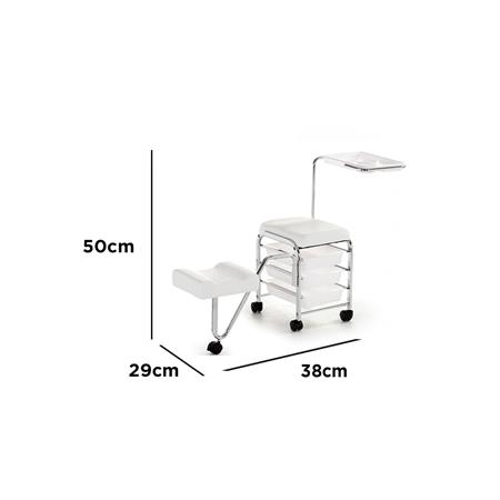 CARRELLO PEDICURE E MANICURE ESTETISTA TOP CON SEDUTA, POGGIAPIEDI E