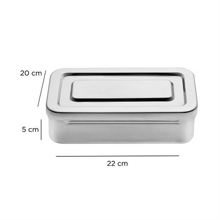 VASCHETTA PORTA STRUMENTI RETTANGOLARE CON COPERCHIO IN ACC. INOX -