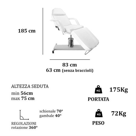 Poltrona Lettino Estetica TORCELLO Alzata Idraulica