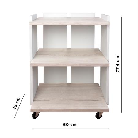CARRELLO ESTETISTA IVORY PORTA OGGETTI 3 PIANI - FINITURA LARICE BIA