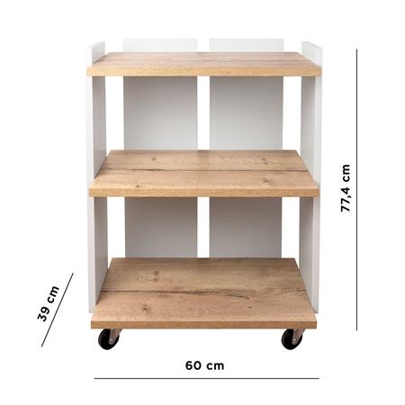 CARRELLO ESTETISTA IVORY PORTA OGGETTI 3 PIANI - FINITURA ROVERE